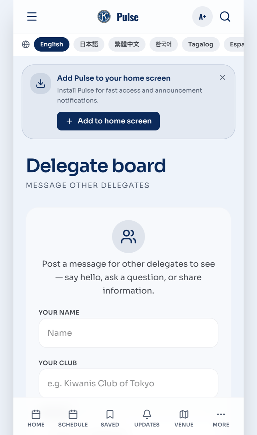 Kiwanis Pulse convention companion, delegate board